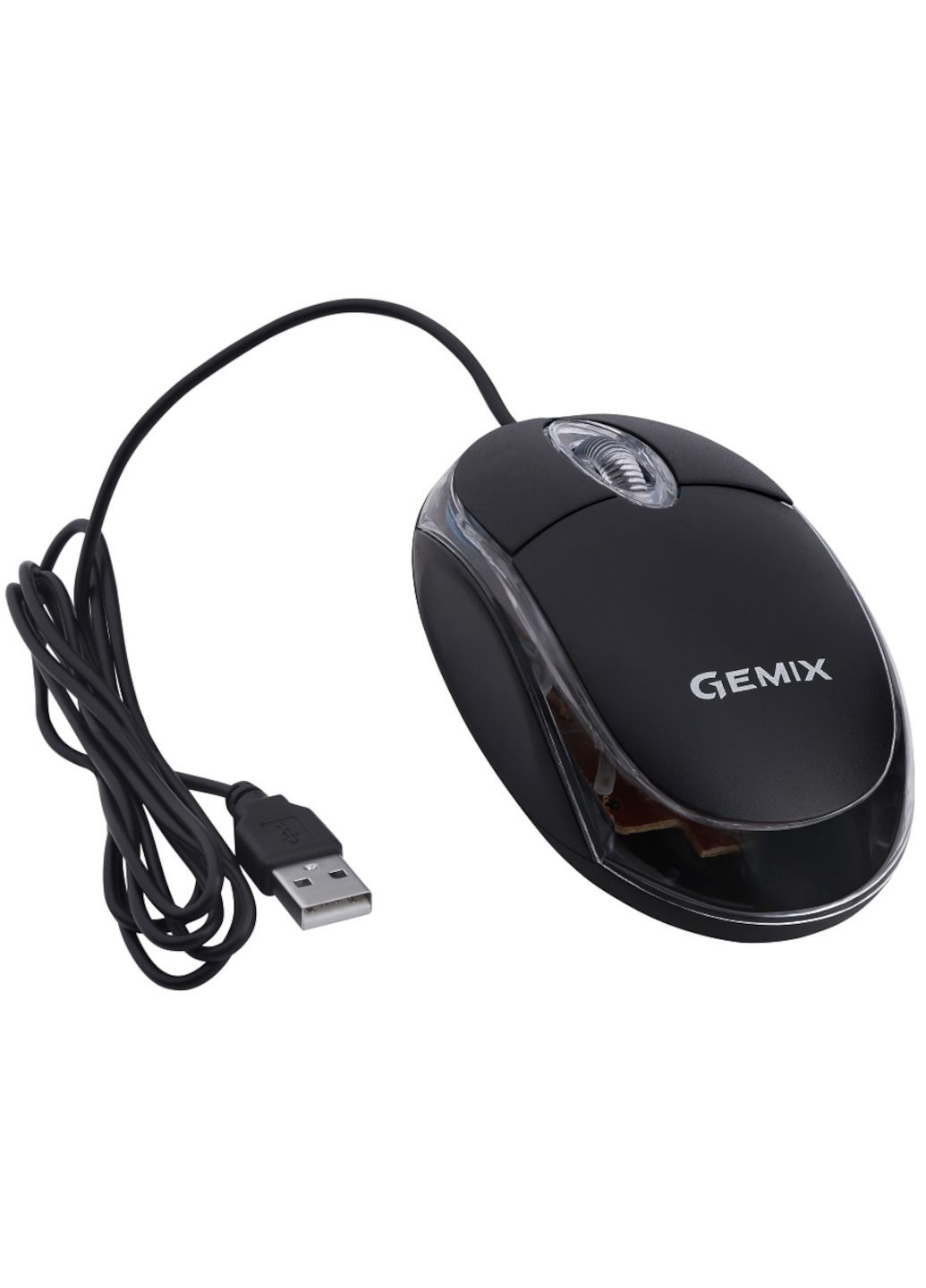 Дротова мишка для ноутбука GM105, чорна, USB, маленька, з червоною підсвіткою Gemix (340112210)