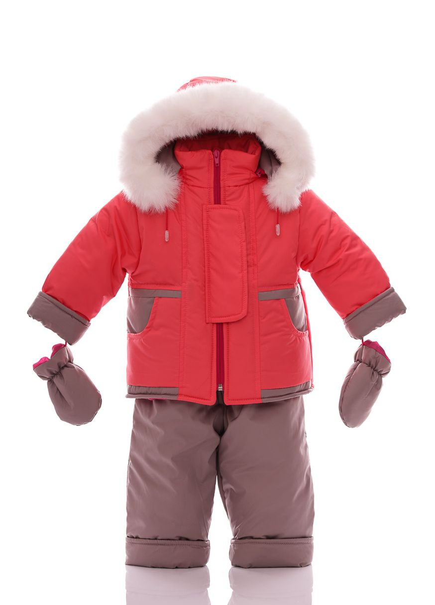 Красный зимний комбинезон для девочки на синтепоне ноль подстежка светло коралловый 86 см (28414) BABYKROHA