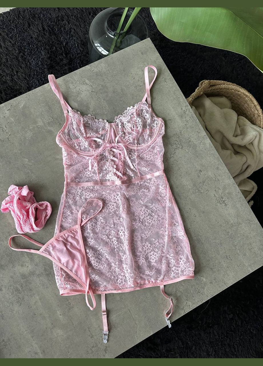 Соблазнительный полупрозрачный кружевной пеньюар No Brand (322416556)