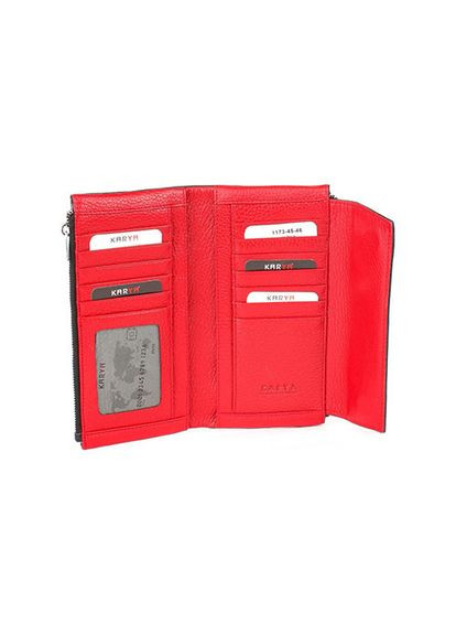 Гаманець жіночий шкіряний чорно-червоний 1173-4546 Karya (336377850)