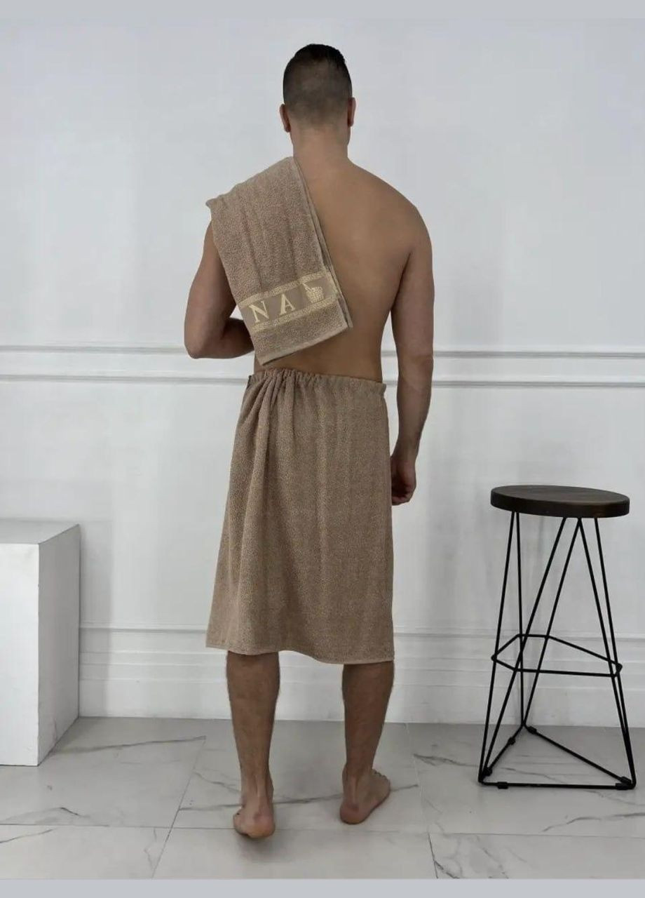 Набор в сауну для чоловіків 70х150 Капучино (П4К-am-mahra-m-002-2) No Brand світло-бежевий