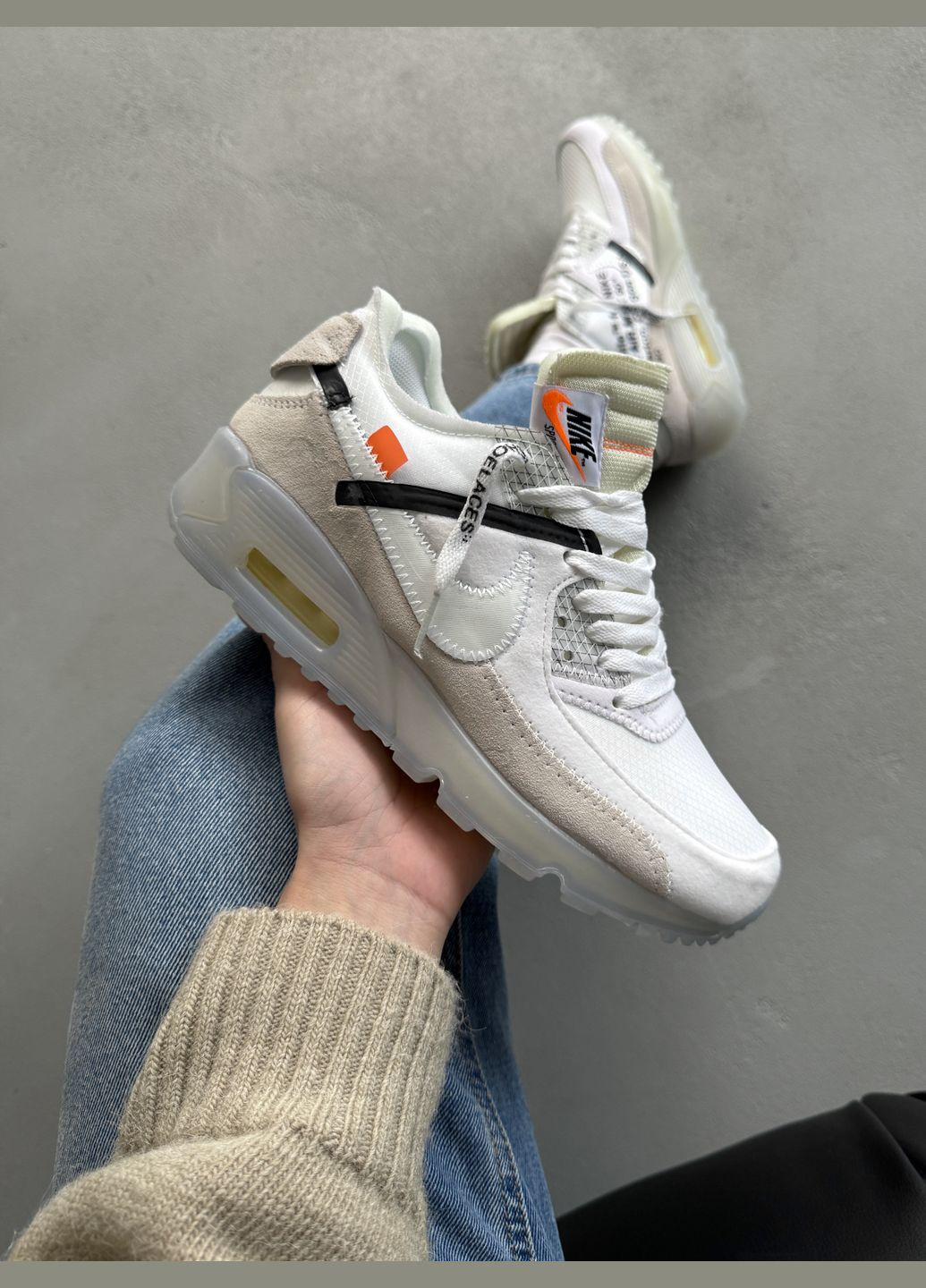 Белые демисезонные кроссовки мужские nike air max 90 x off-white white | найк аир макс 90 белые No Brand