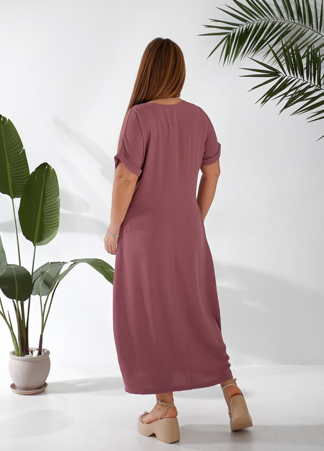 Красное кэжуал платье "boho" женское MeeLan однотонное