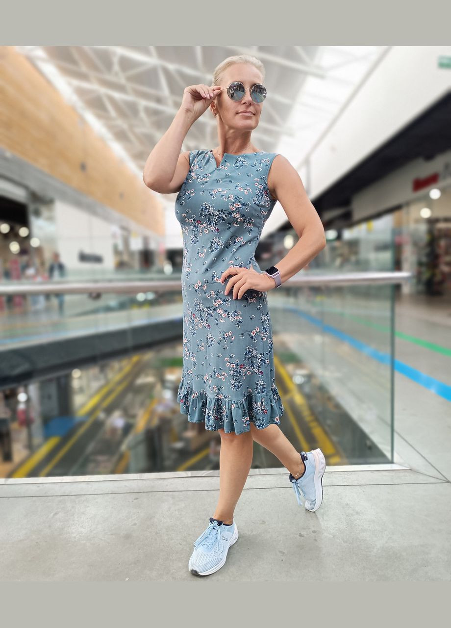 Зелена кежуал сукня-сарафан стретч-льон 2 Льва