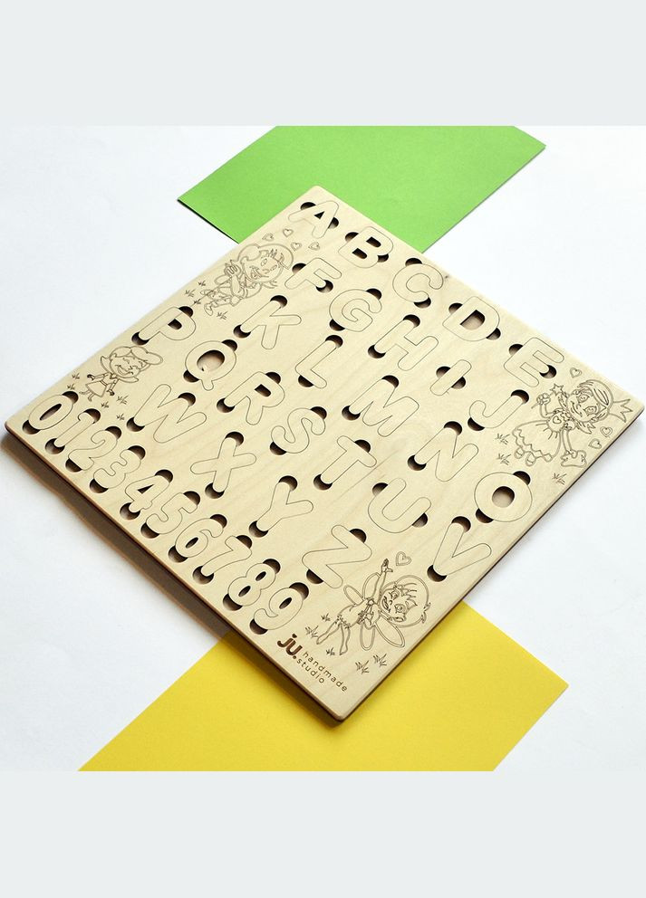 Дерев'яний алфавіт "Принцеси", дитяча абетка із дерева, дерев'яні букви-пазли, азбука-сортер АНГЛІЙСЬКА No Brand (301482802)