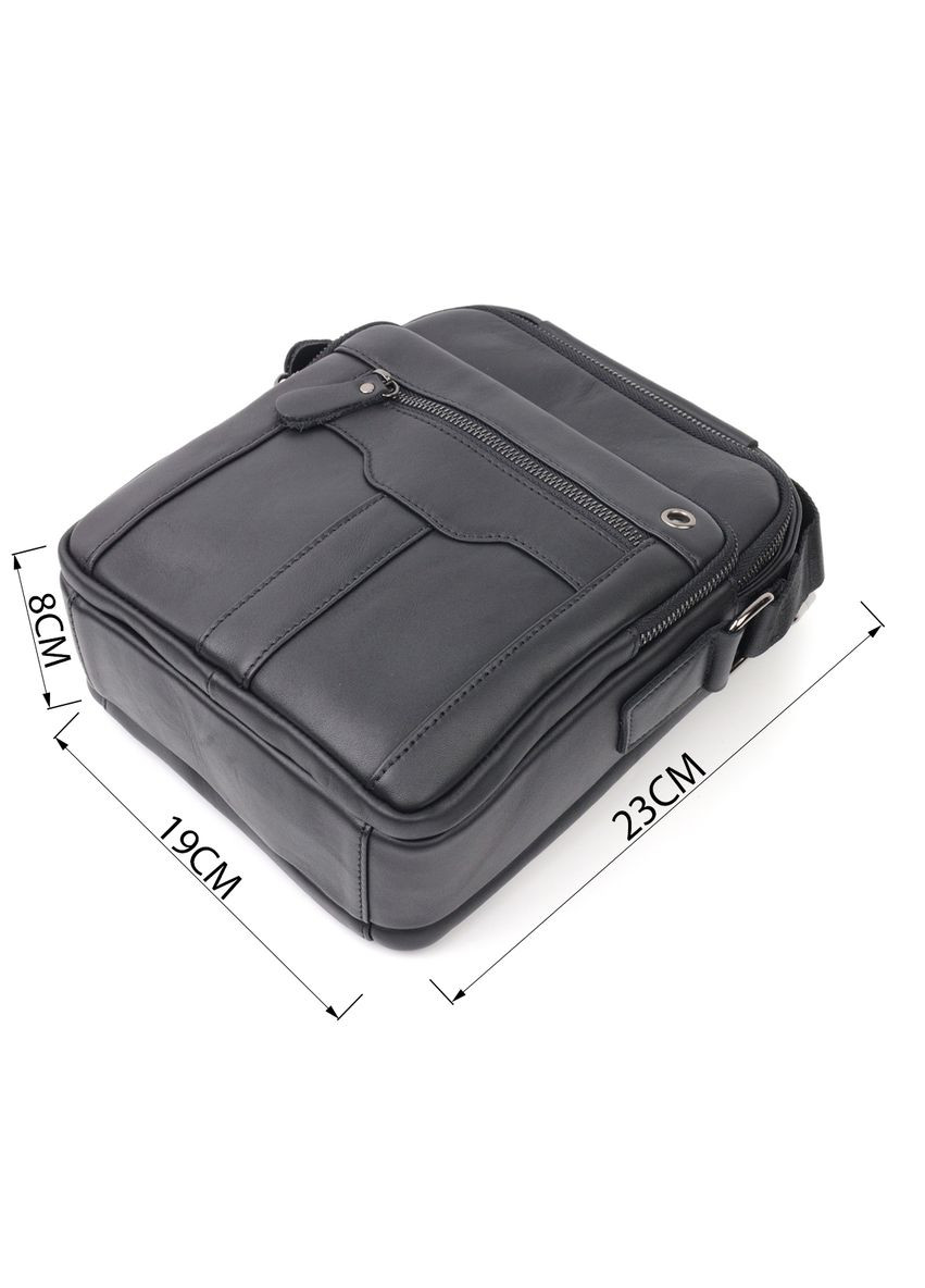 Кожаная сумка кросс боди мужская мессенджер через плечо черная 20826 Vintage (329195732)