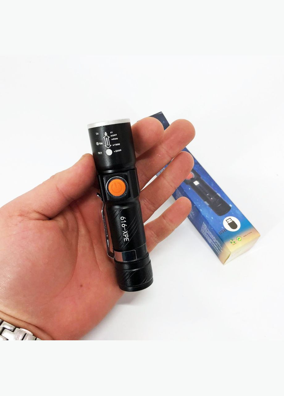 Кишеньковий ліхтарик 616-XPE, Портативний світлодіодний ліхтар із зарядкою, Алюмінієвий ліхтар Police (369562011)
