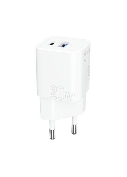 Зарядное устройство – адаптер Silicone Power Plus 20 W (TypeC + USB) белое Proove (293945165)