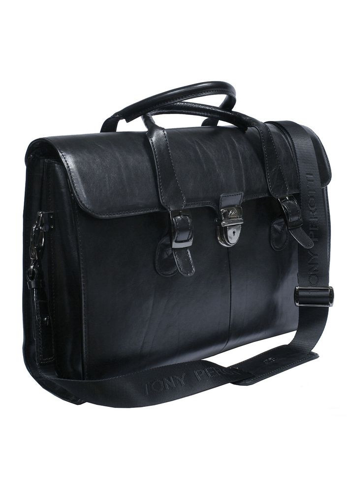 Женская кожаная сумка-саквояж из Италии Italico 8965 nero Tony Perotti (303830921)