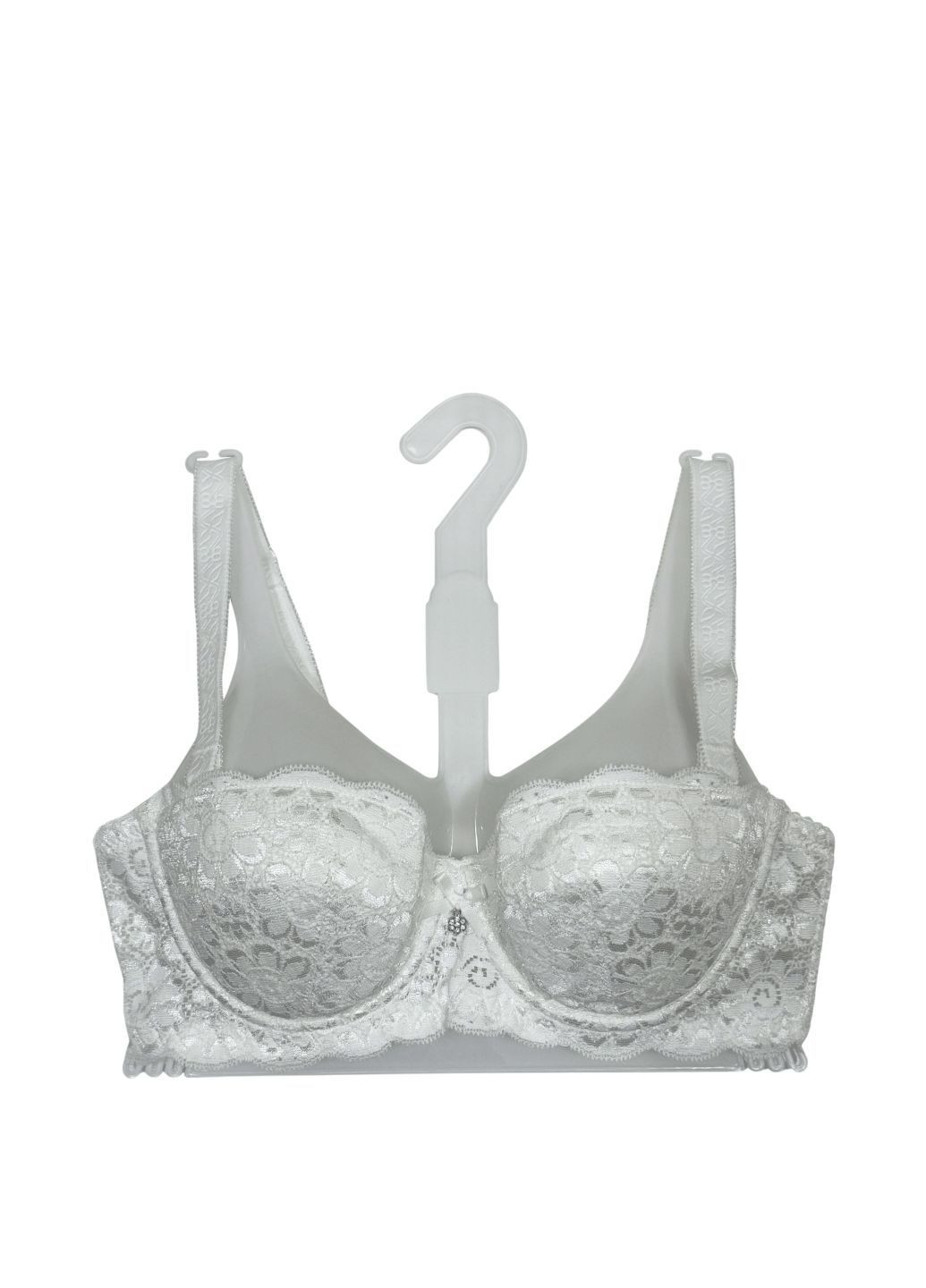 Білий балконет мереживний бра балконет з м’якою чашкою No Brand з кісточками бавовна, спандекс, гіпюр, нейлон
