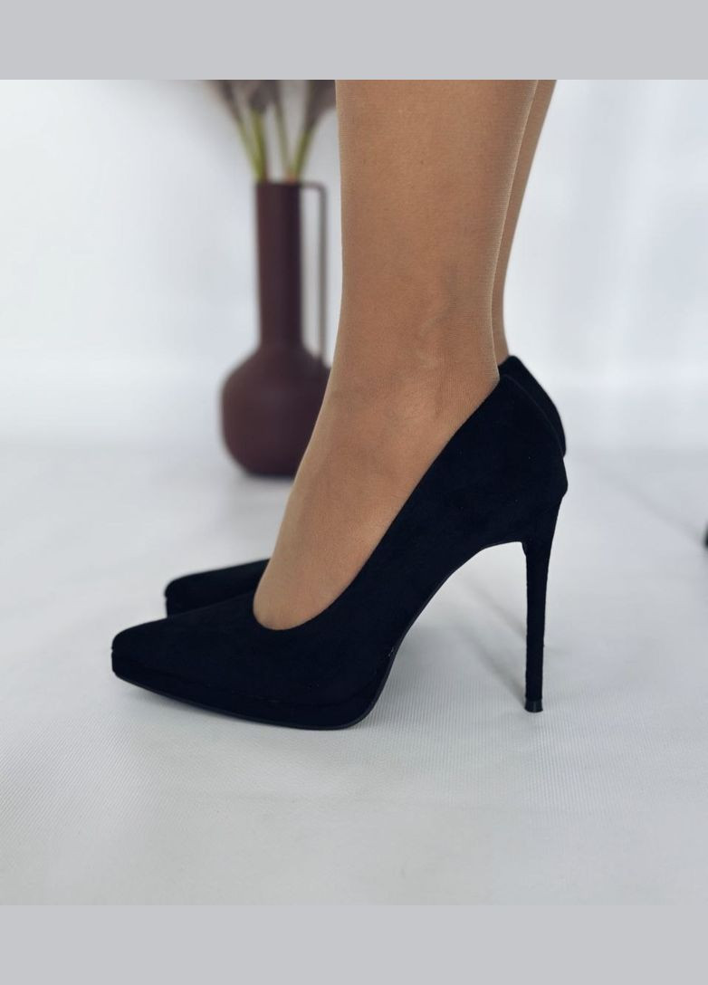 No Brand Жіночі туфлі човники на шпильці туфлі-човники чорний з штучна замша, — всесезон (336493859)