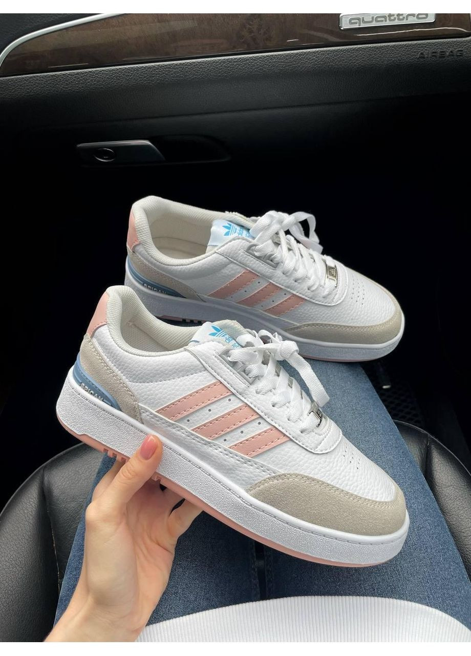 Розовые демисезонные кроссовки мужские adidas spican white pink адидас No Brand