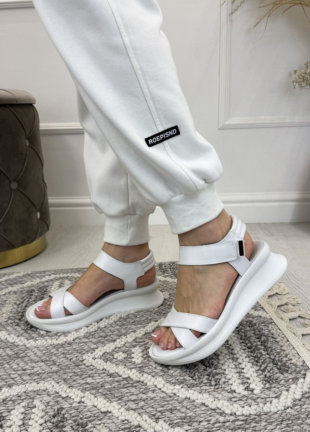 Босоніжки спортивні шкіряні білі на липучці Vasha para СК-1380/1 біла шкіра (326606142)