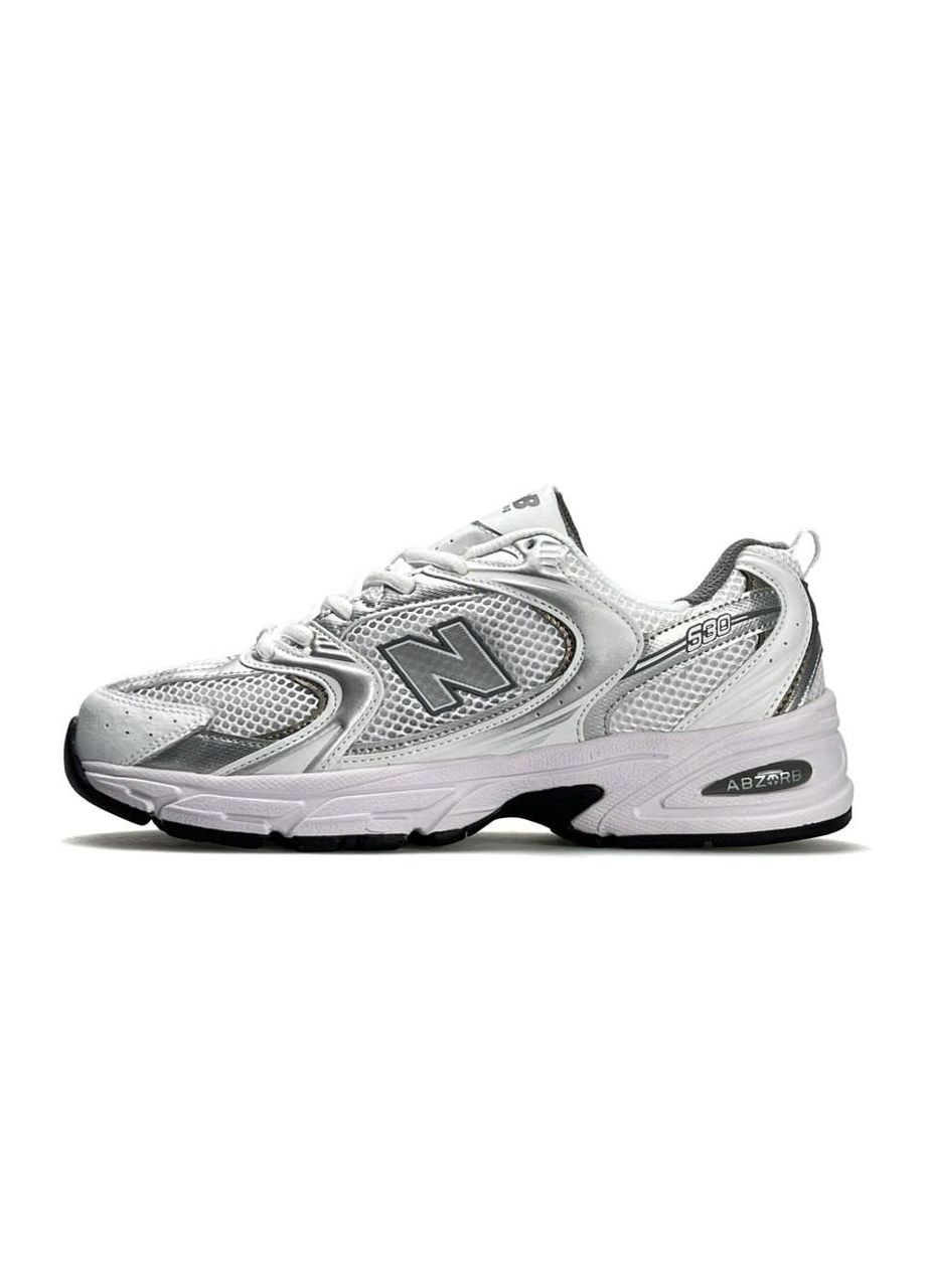 Білі Осінні кросівки чоловічі new balance white silver No Brand 530 Premium