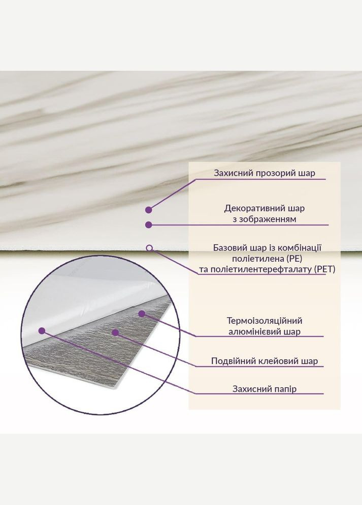 Самоклеящаяся виниловая PET плитка Серый мрамор 600х300х2мм 3D Loft (326598645)