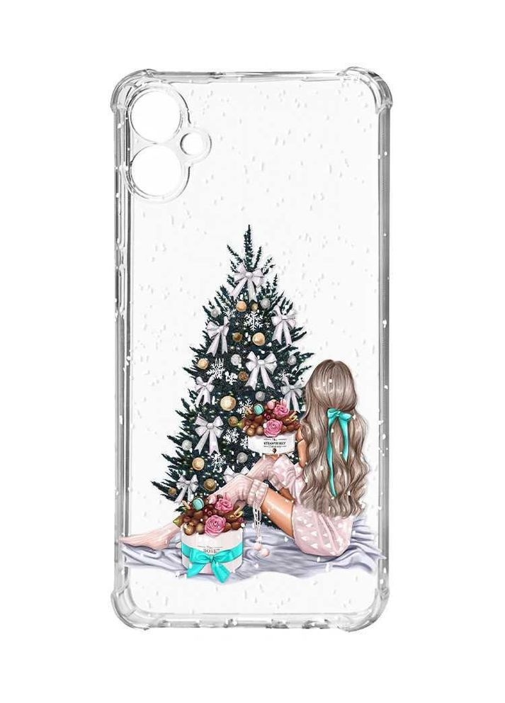 Чехол с утолщёнными углами на Samsung Galaxy A05 (A055):: Девушка возле ёлки (принт 139) Creative (355393512)