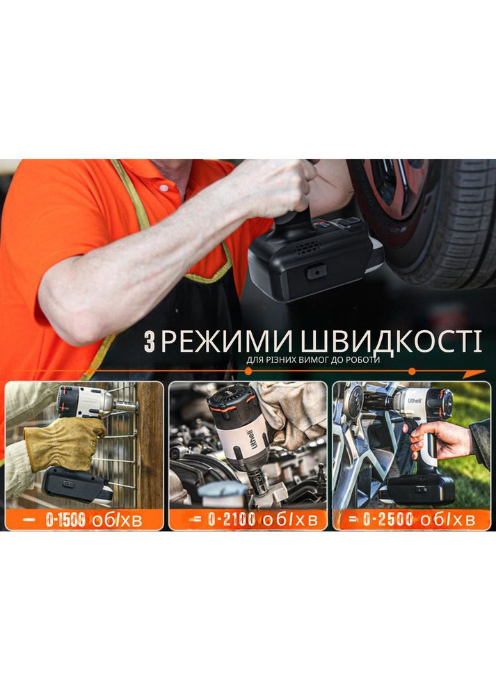 Акумуляторний ударний гайковерт безщітковий, живлення від павербанку (УМБ Power Bank 12500 mAh, 45 W, 2А в комплекті) Litheli (353503483)