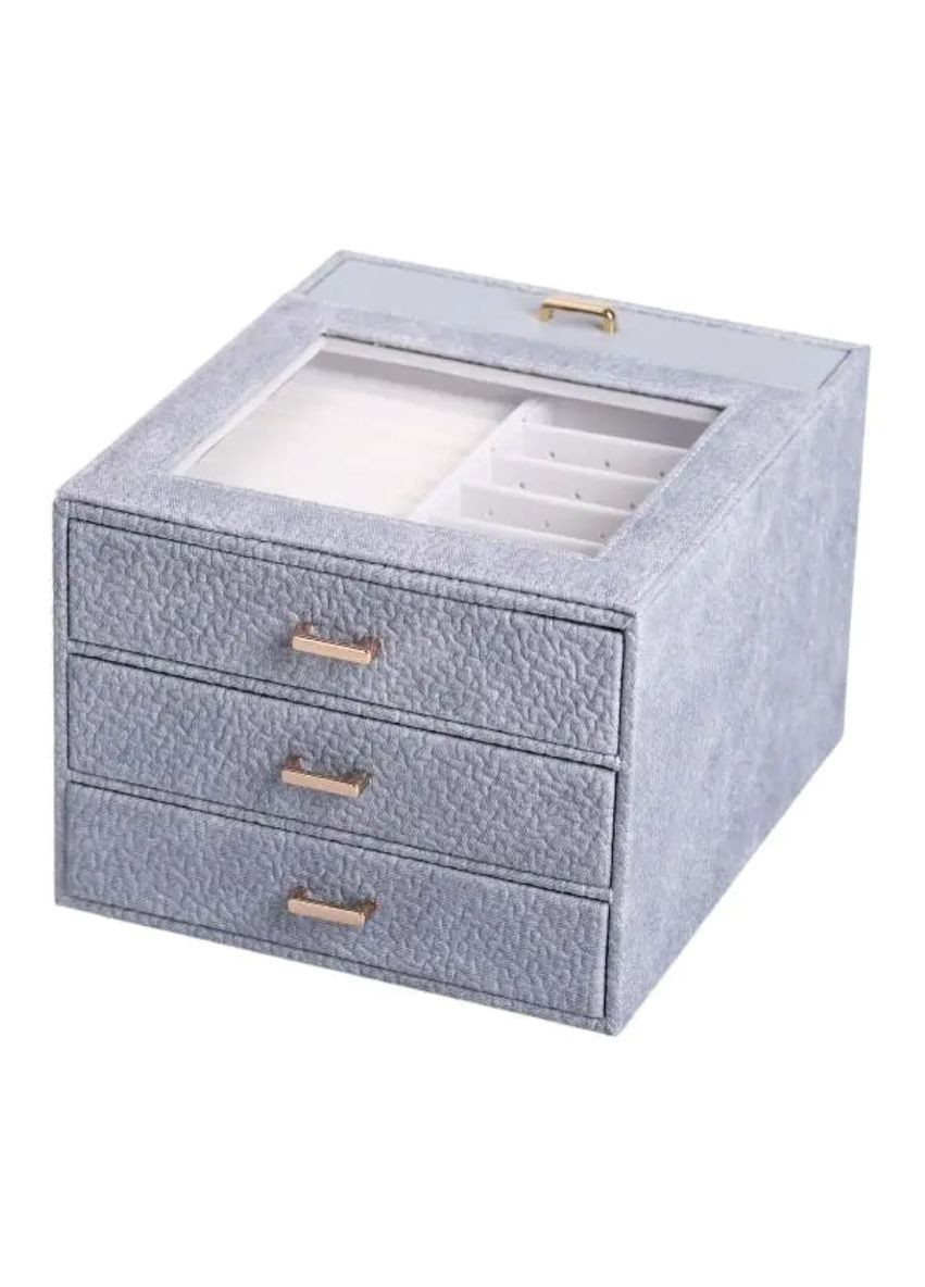 Скринька для прикрас з еко шкіри 3 яруси органайзер для ювелірних виробів HP-5-16G Yiwu (353502983)