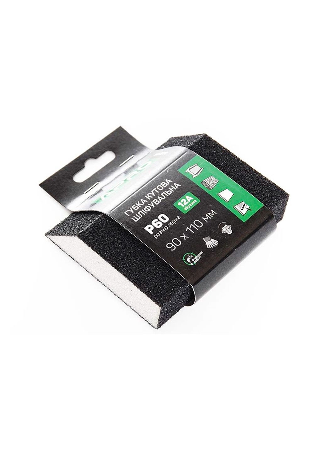Губка шлифовальная P60 для обработки поверхностей 110 x 90 x 25 мм мокрый/сухой метод Apro (332203477)