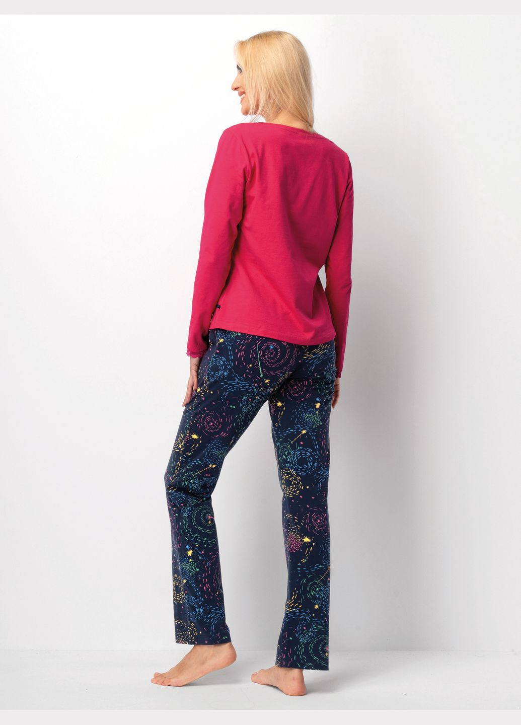 Фуксиновая всесезон женская пижама рубашка + брюки Key