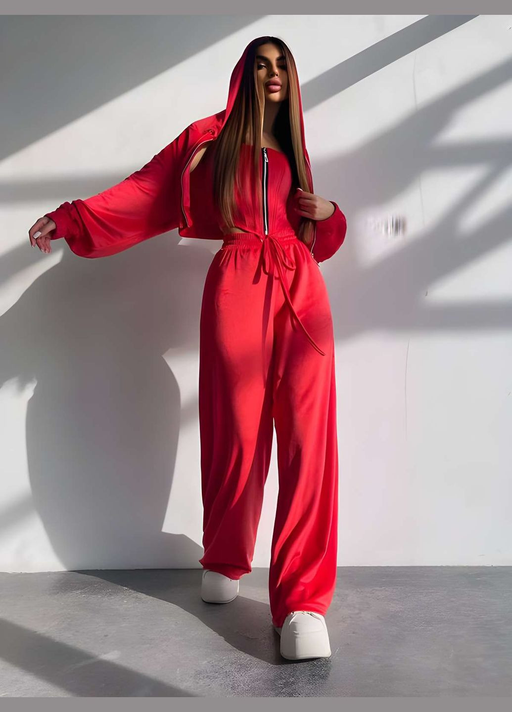 М'який велюровий костюм трійка з корсетом, жіночий спортивний костюм на весну з... No Brand (331283900)