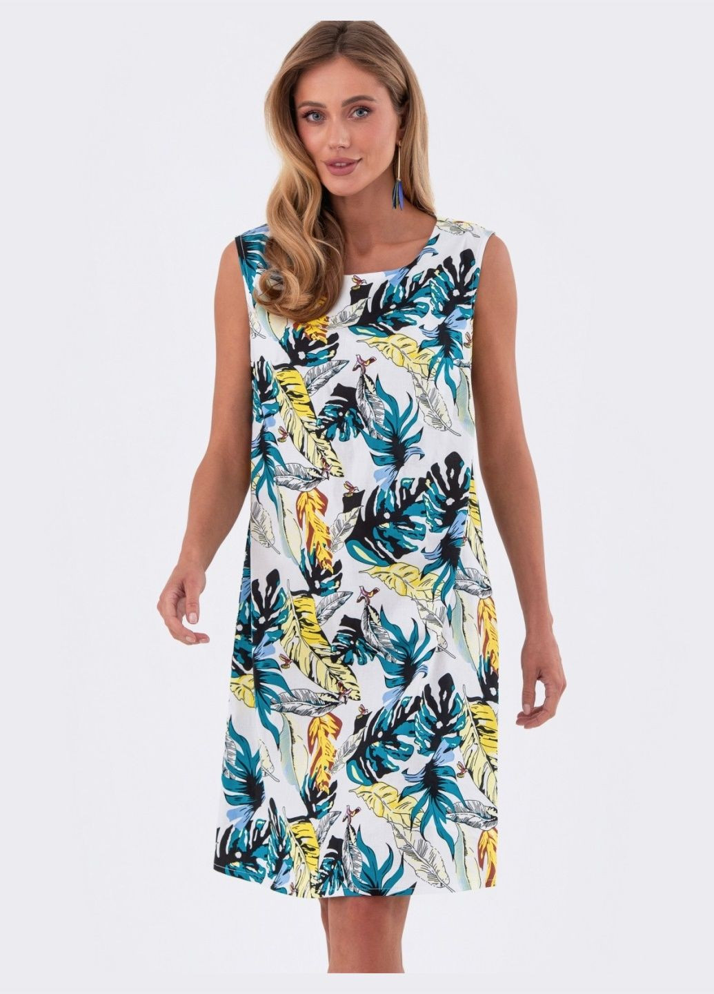 Молочна сукня молочного кольору з рослинним принтом Dressa