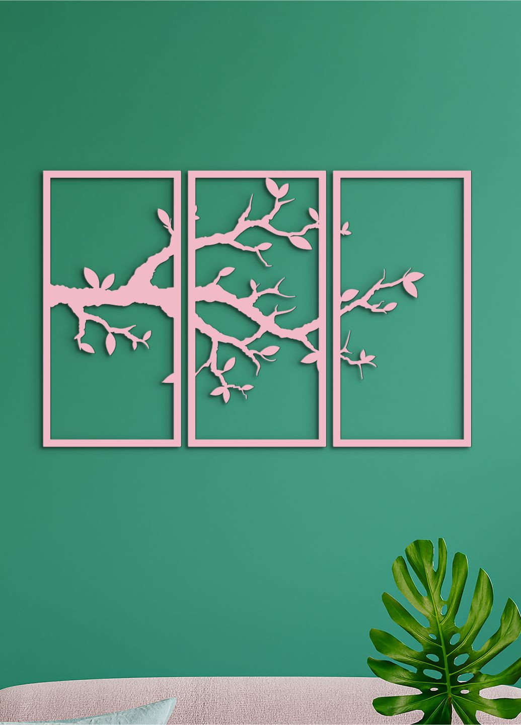 Настенный декор для дома, картина лофт "Ветвь вишни картина модульная", декоративное панно 80х125 см Woodyard (292112238)