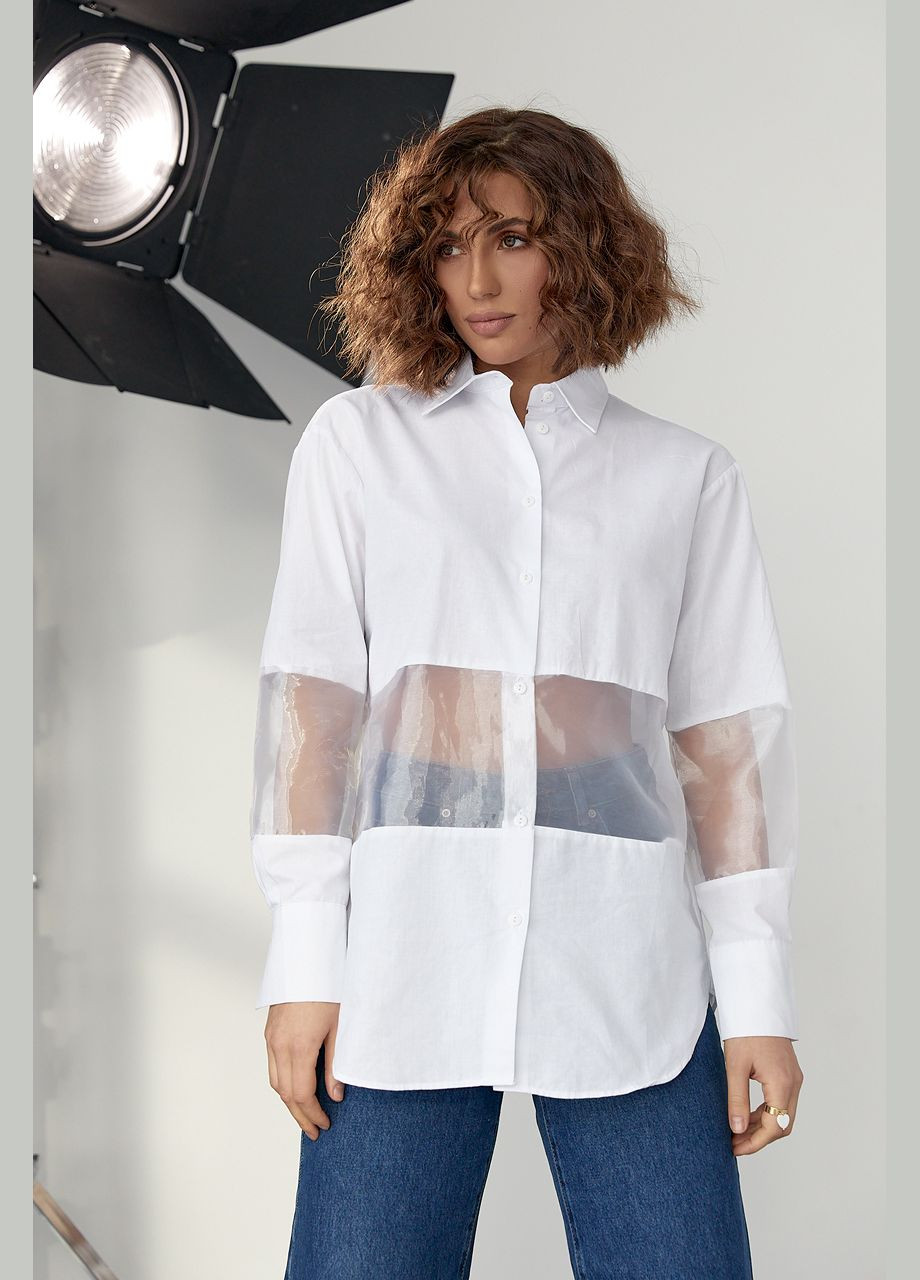 Подовжена жіноча сорочка з прозорими вставками 23282 Lurex (280910282)