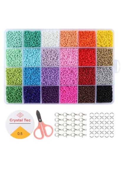 Набор бисера 24 цвета 2 мм + леска + фурнитура No Brand 6264 (294944887)