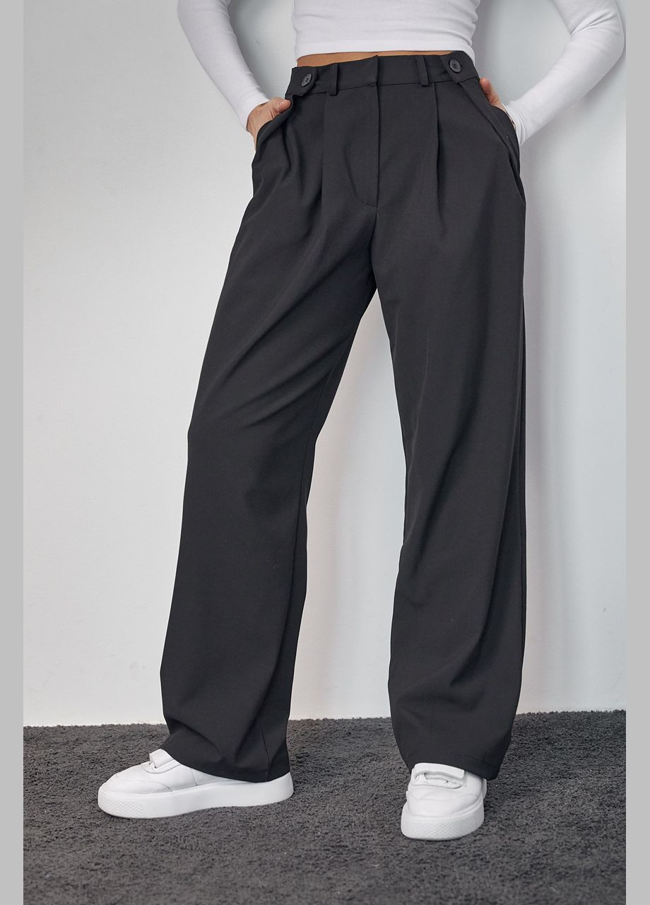 Классические брюки с акцентными пуговицами на поясе - черный Lurex (278400622)