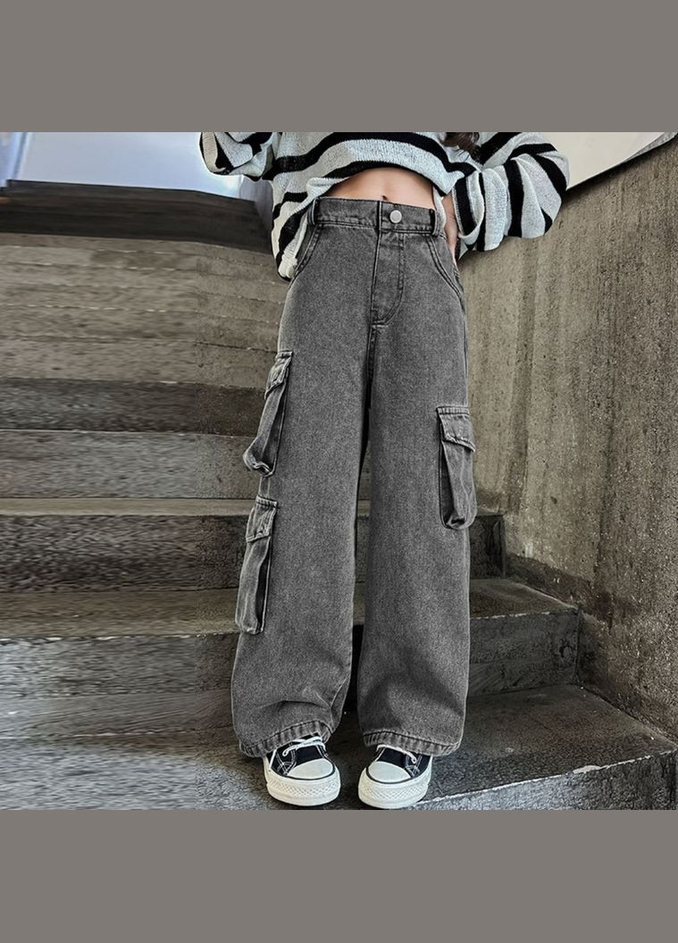 Джинси для дівчинки широкі з стильнимим карманами ( ) (34565) Qoopixie (322317648)