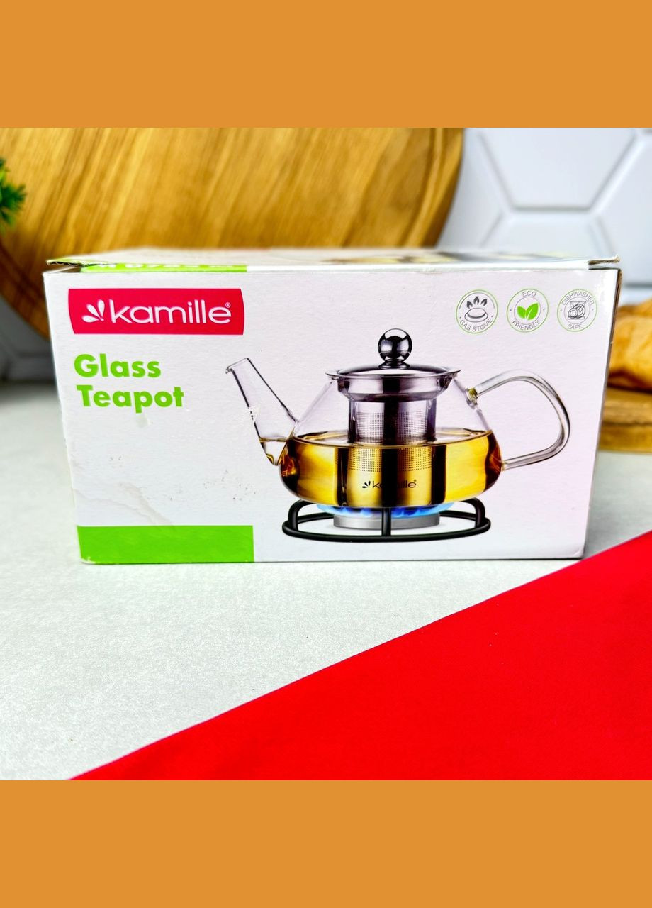 Стеклянный заварочный чайник для газовой плиты 700 мл Kamille (316259968)