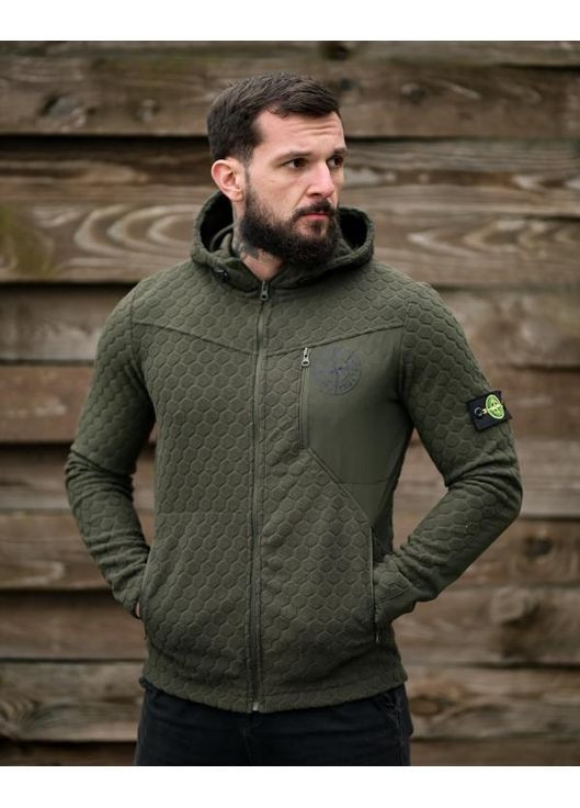 Демісезонна чоловіча флісовка Stone Island олива Freedom (370604037)