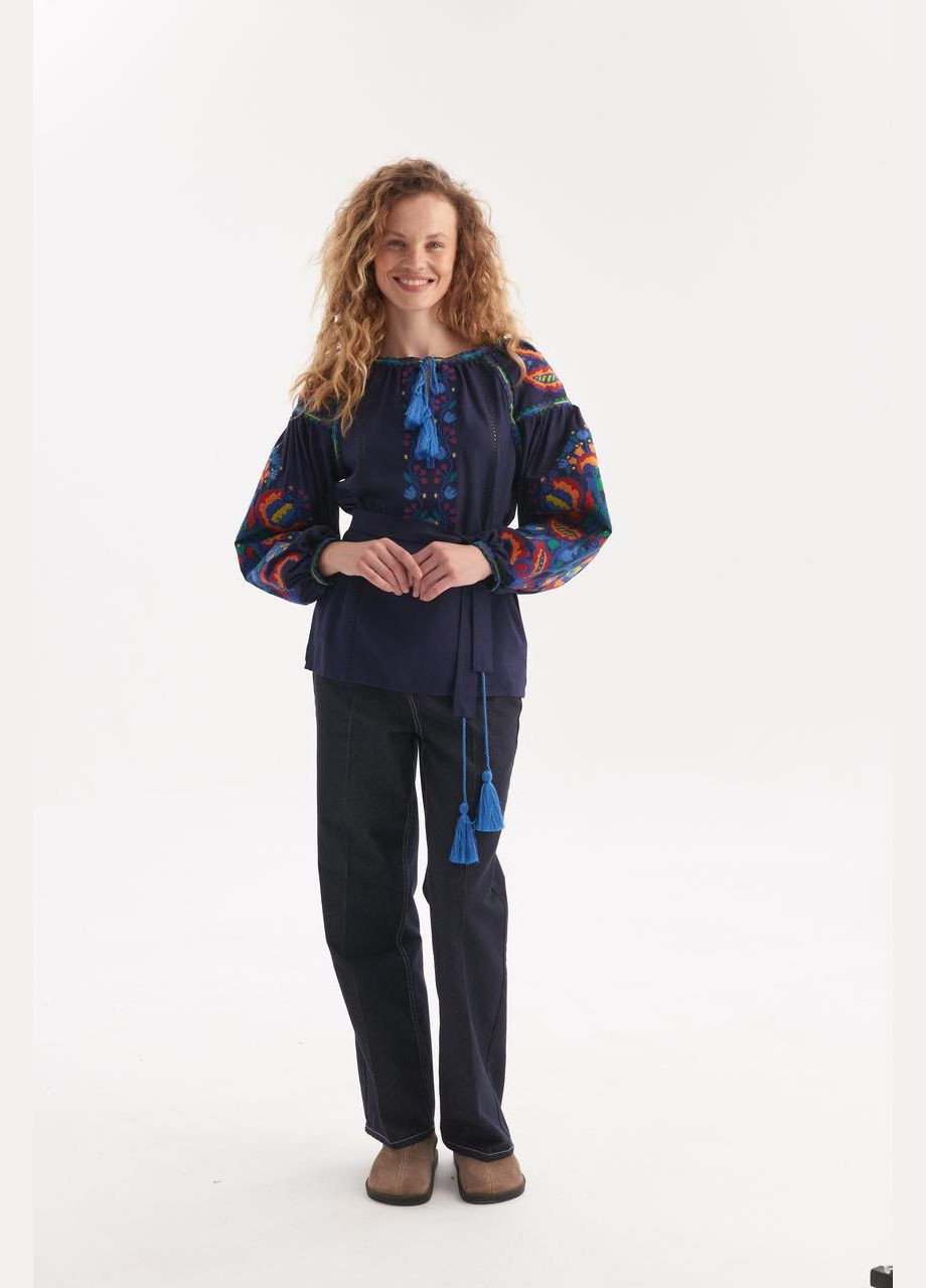 Синяя женская вышиванка "надежда" MEREZHKA узор орнамент хлопок (296108247)