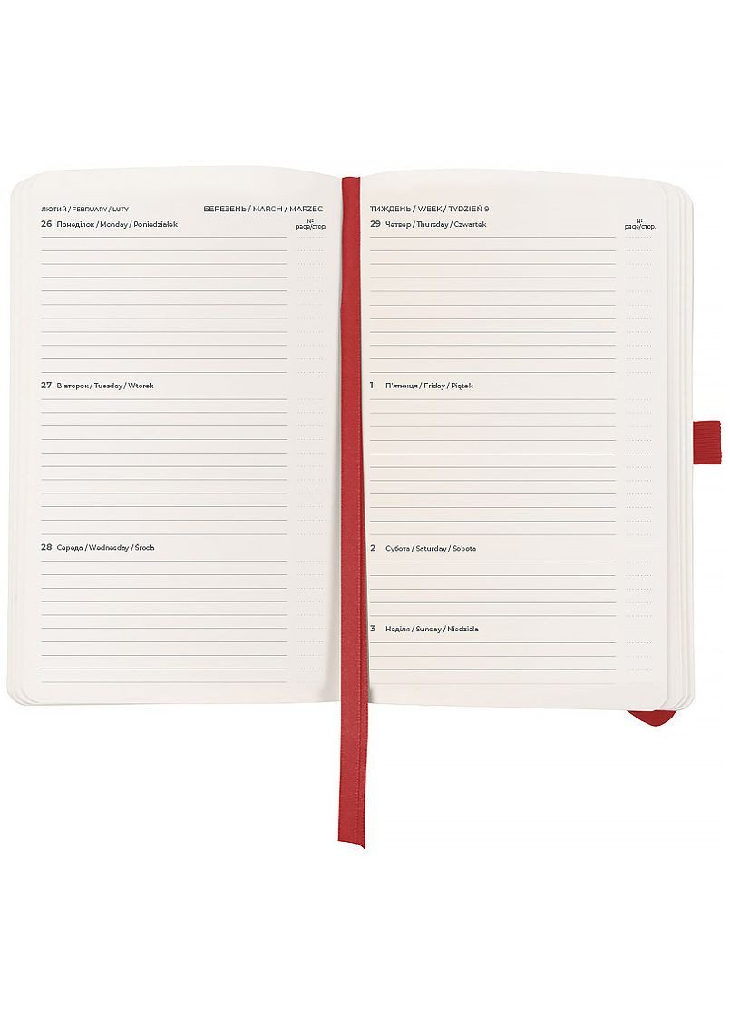 Щотижневик 125*195 2026 Partner Soft Skin червоний датований Axent (362206098)