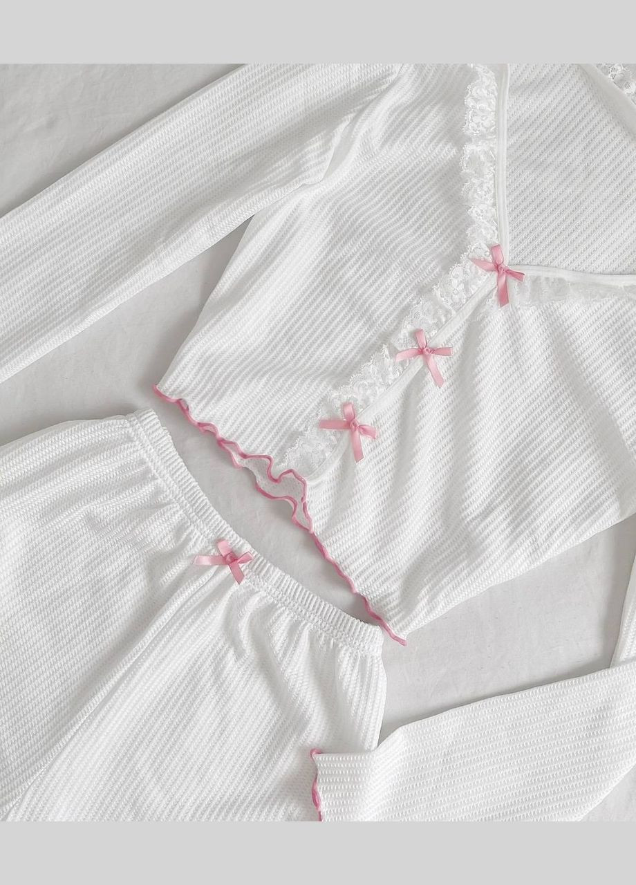 Молочна всесезон жіноча піжама футболка + штани FINO Mode