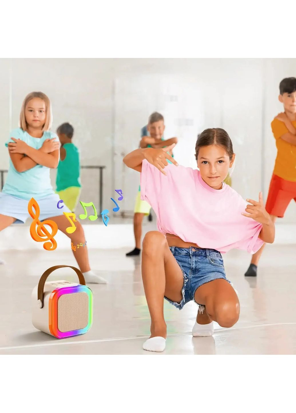 Міні-дитяче караоке K12 з 2 бездротовим мікрофоном, портативна колонка з LED підсвічуванням Foreo (363833447)