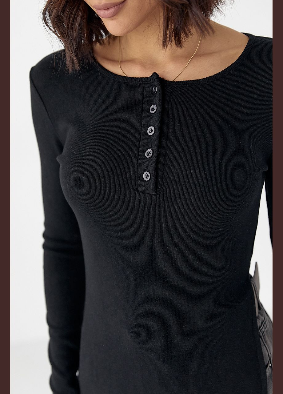 Трикотажная кофточка на пуговицах - черный Lurex (330988602)