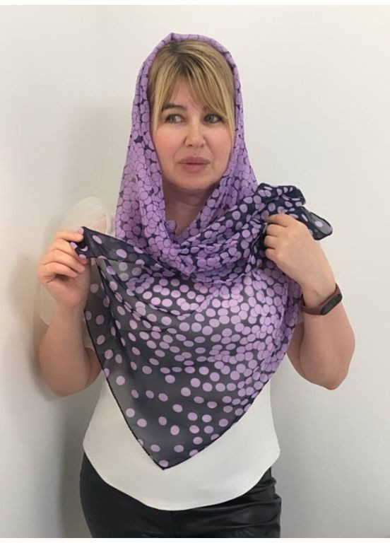 Женский шарф платок в горох 150 см*49 см темно-синий Confetti (371366860)