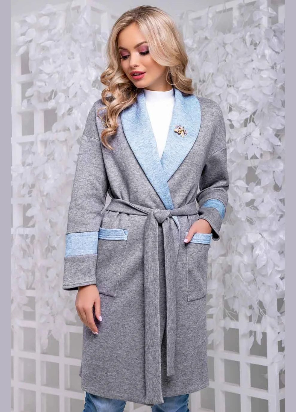 Светло-серый демисезонный кардиган Seventeen