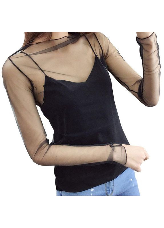 Чёрная прозрачная кофточка гольф кофточка сетка водолазка блузка honey fashion accessories one size (xs/s) черный (10-110) No Brand