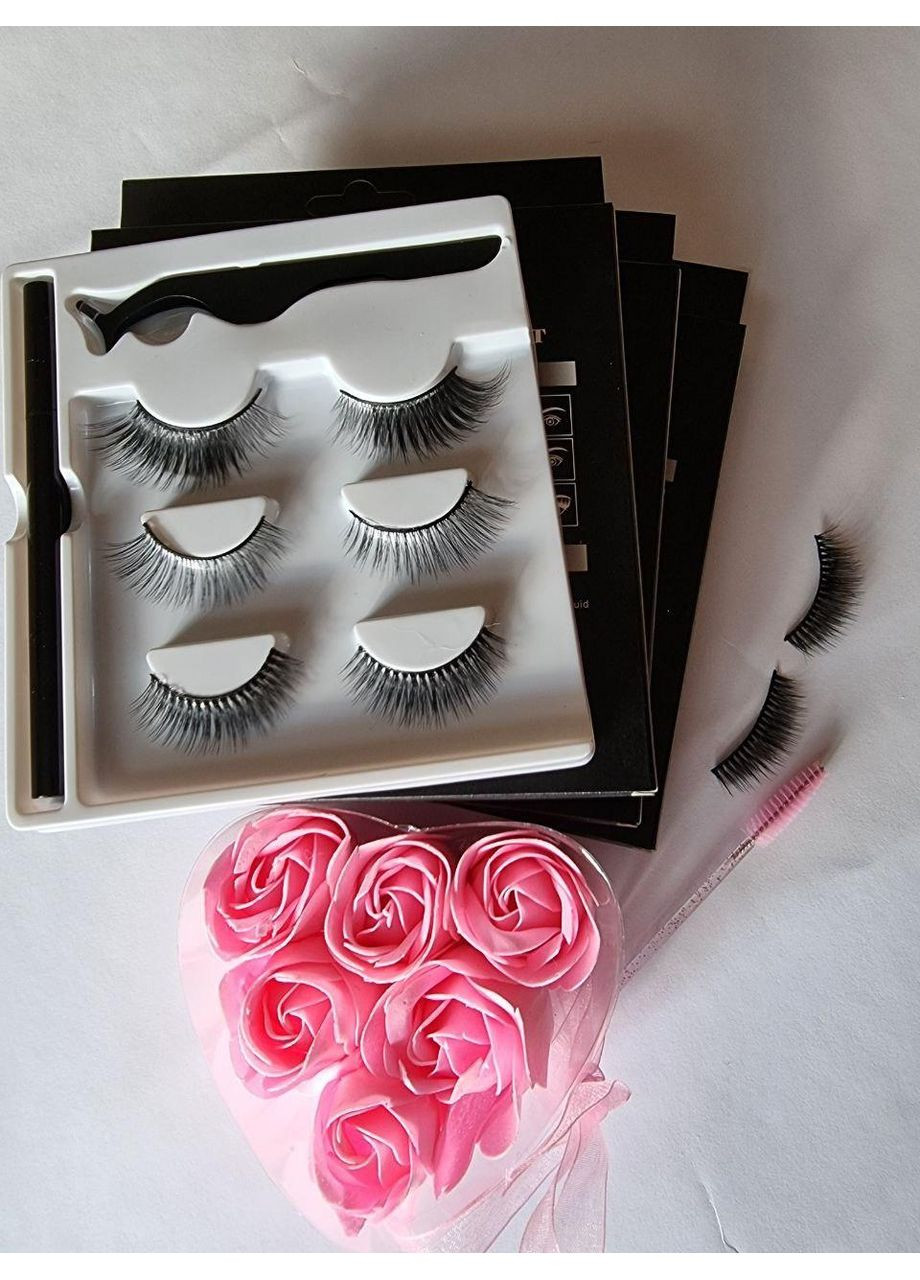 Наращивание многоразовые ресницы 3 пары Микс 1+ Маркер подводка для надевания Прозрачный Magnetic Lashes (366668501)