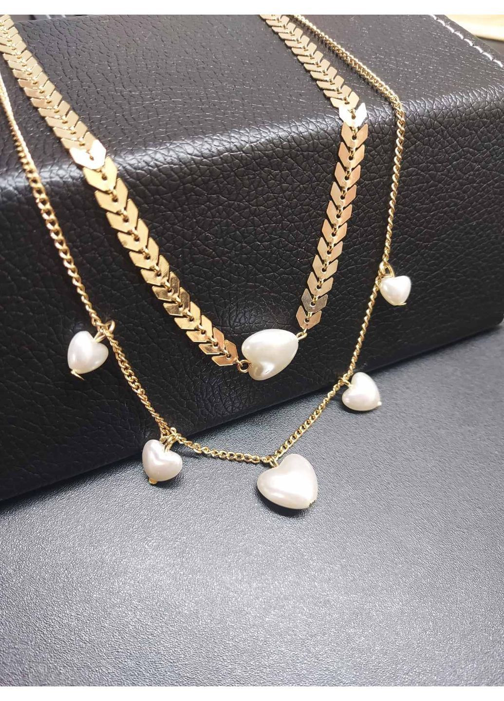 Колье чокер 2 слоя Сердца No Brand (362376689)