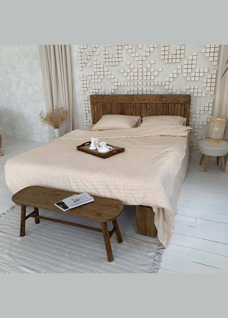 Двухспальный КПБ микро страйп сатин "Крем" (175х210, 70х70) Glav Textile (297365349)