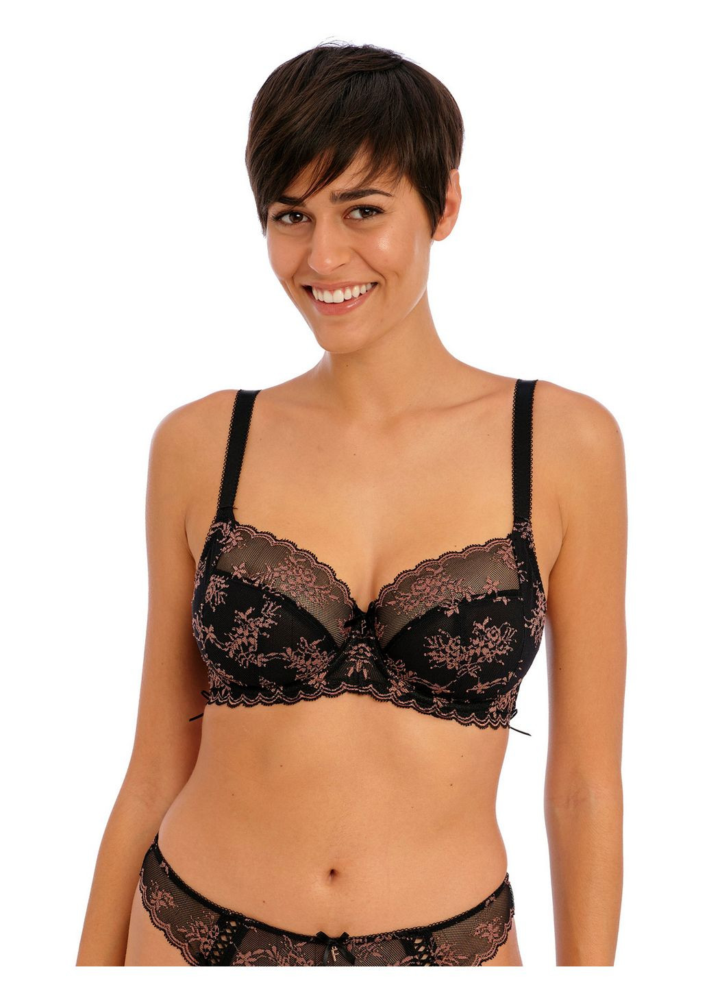 Чёрный балконет бюстгальтер 402501 Freya с косточками полиамид, полиэстер, эластан