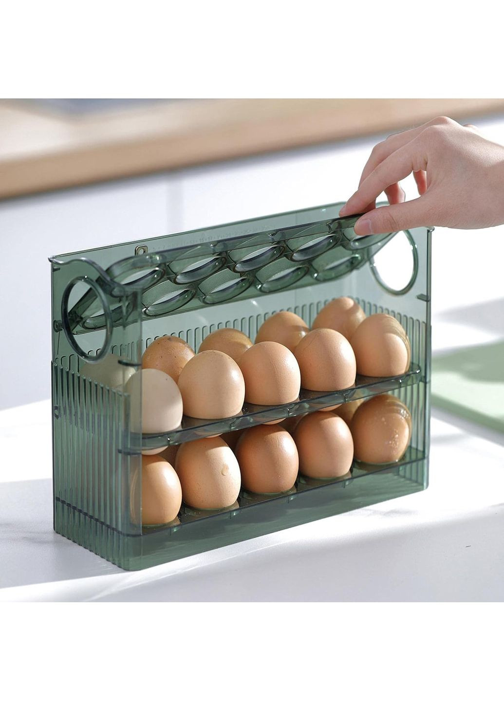 Контейнер для зберігання яєць, органайзер для яєць у холодильник, лоток для яєць 30 штук Kitchen Master (322765910)