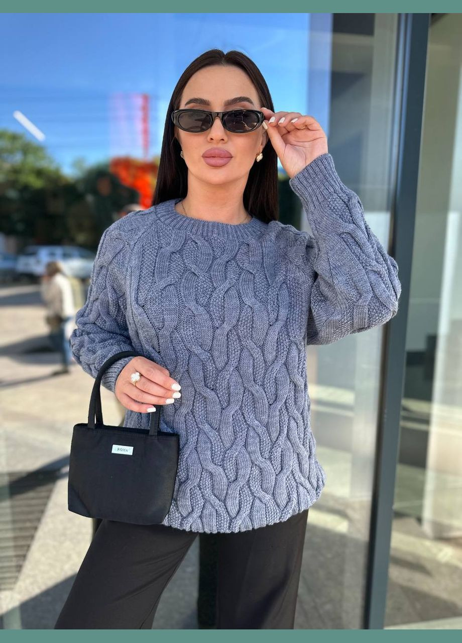 Синий женский шерстяной свитер роза синий You Best