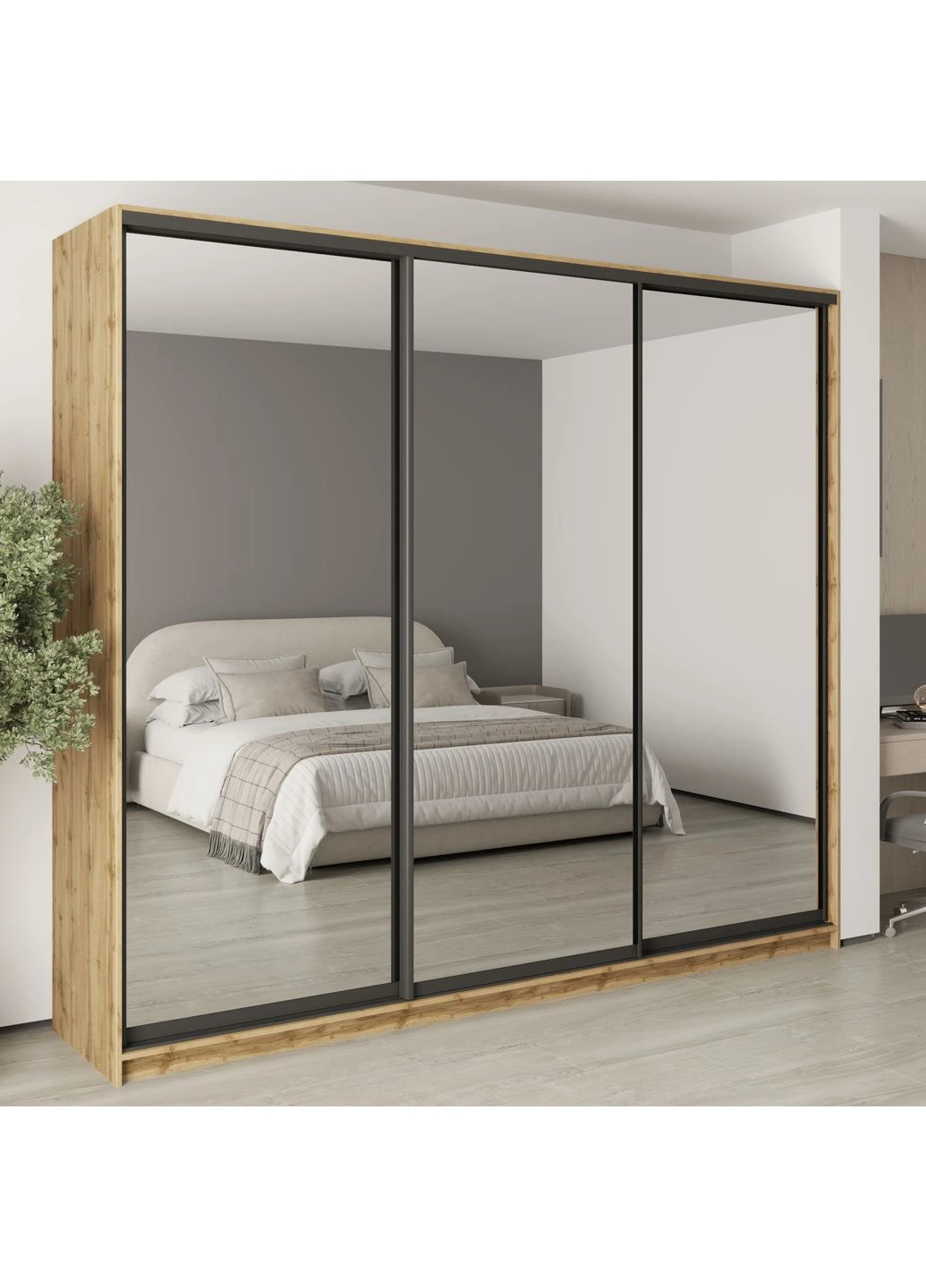 Шкаф-купе трехдверный Уни BG 3 Зеркала 270x45x240 см (MBS-7891) MebelStar (388396215)
