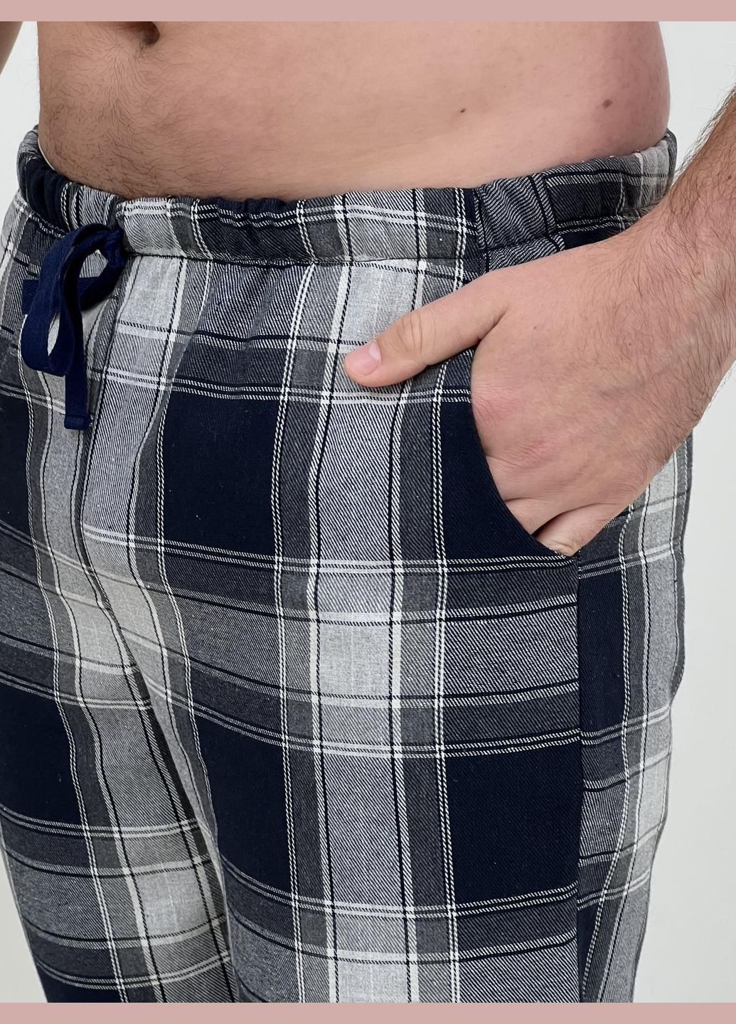 Домашний пижамный комплект для мужчин (штаны+лонгслив НН) темно-синий/серый Cosy (352769697)