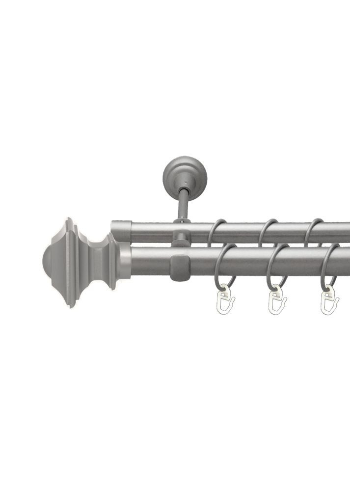 Карниз Борджеза металлический двухрядный открытая гладкая труба Сатин 25\19 мм 300 см (00-00023351) ORVIT (300843197)